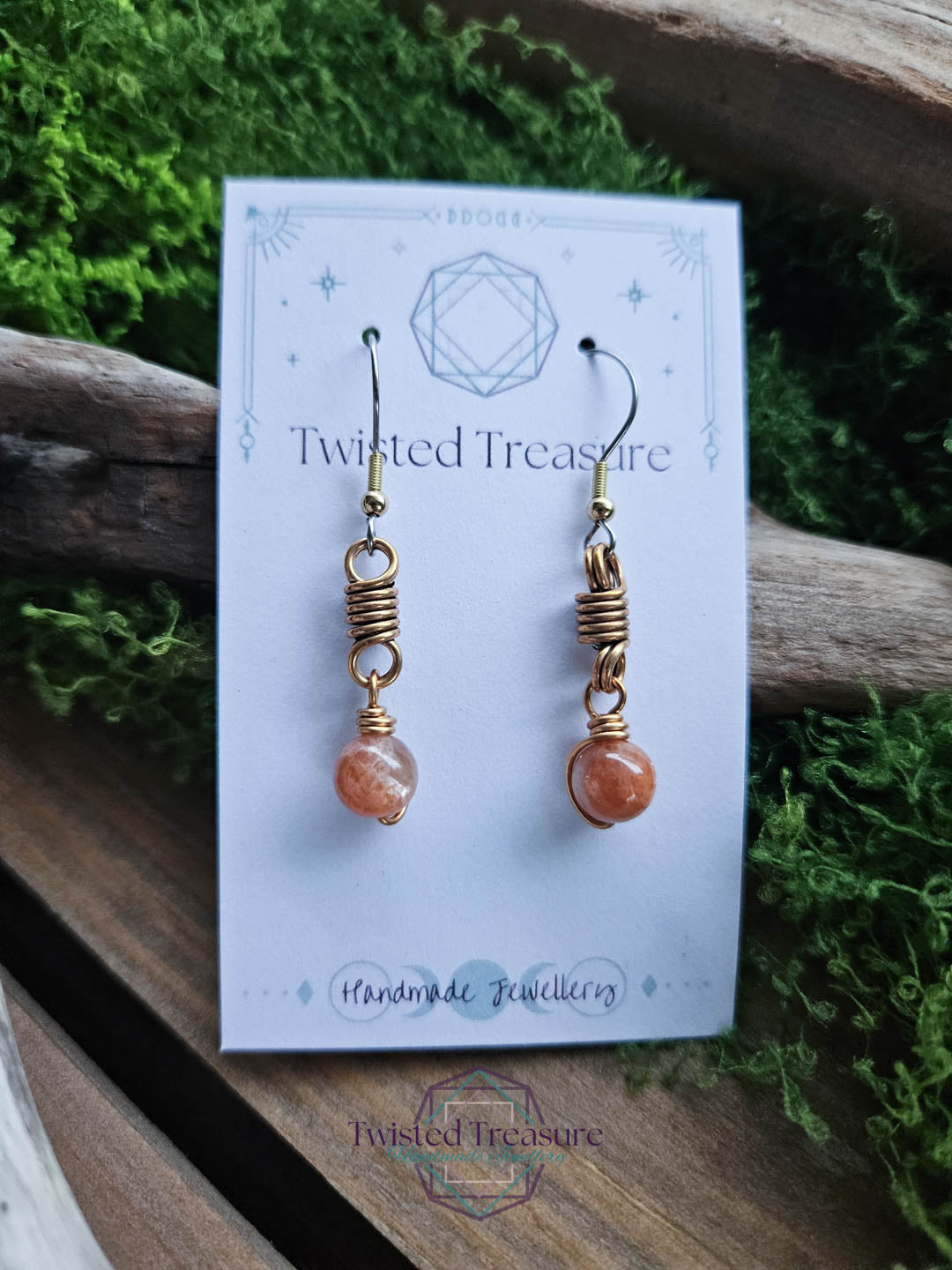 Bronze Curlicue Earrings - Sunstone