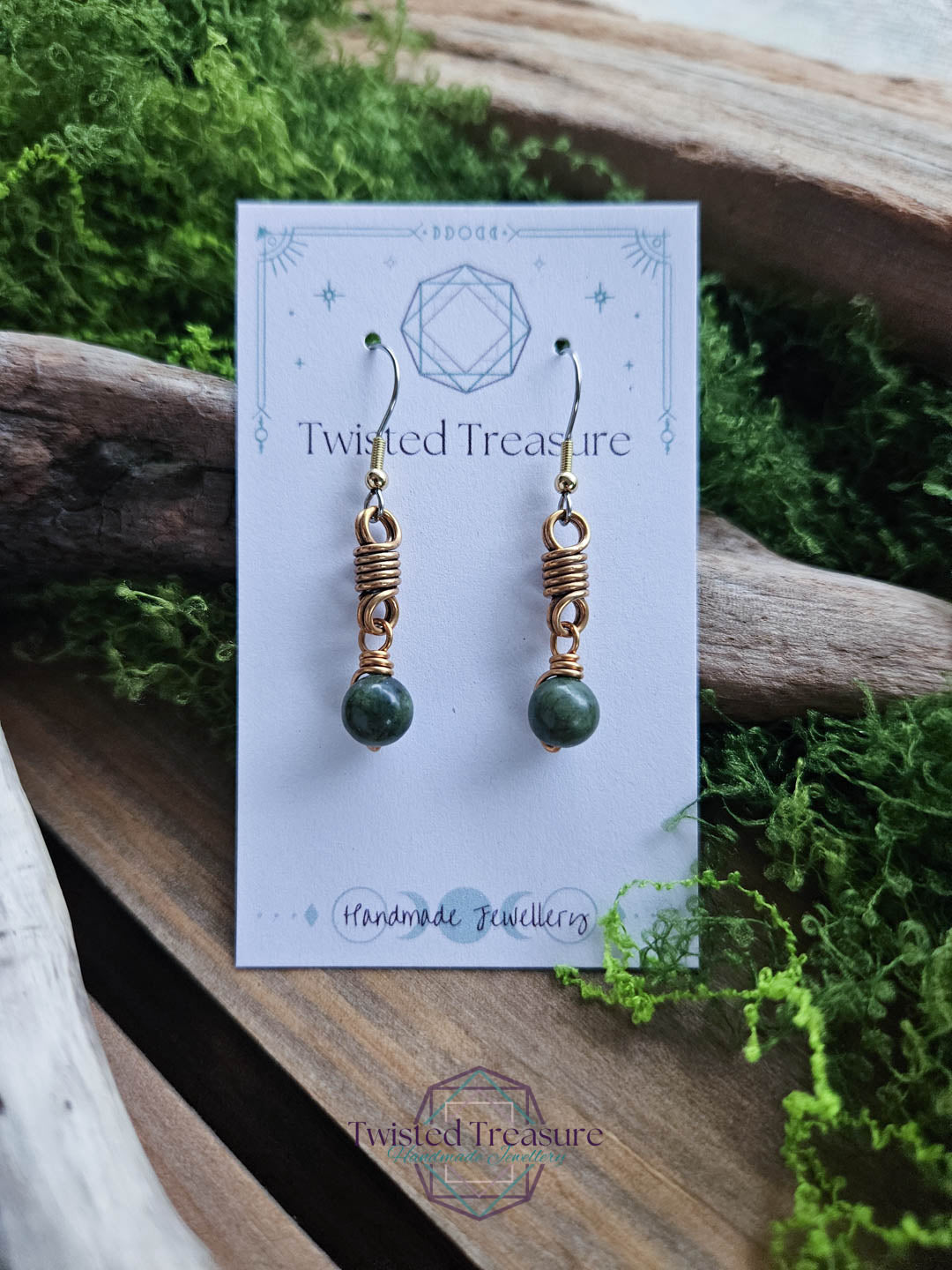 Bronze Curlicue Earrings - Jade
