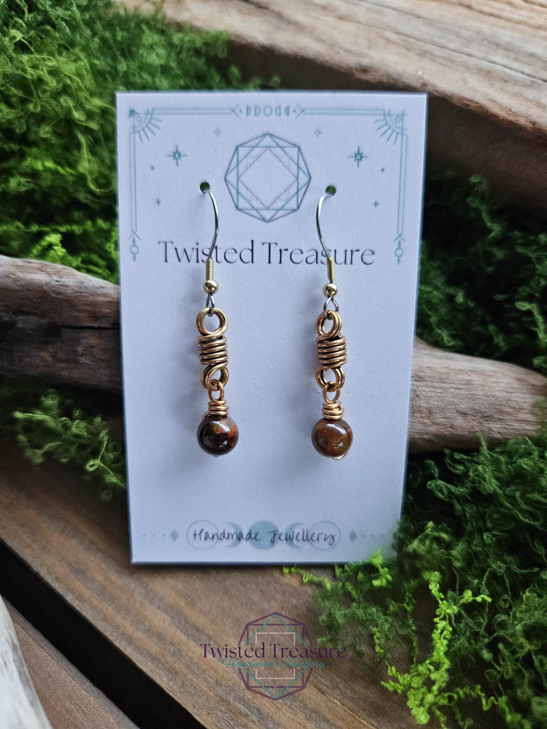 Bronze Curlicue Earrings - Pietersite