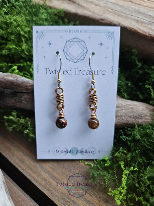 Bronze Curlicue Earrings - Pietersite