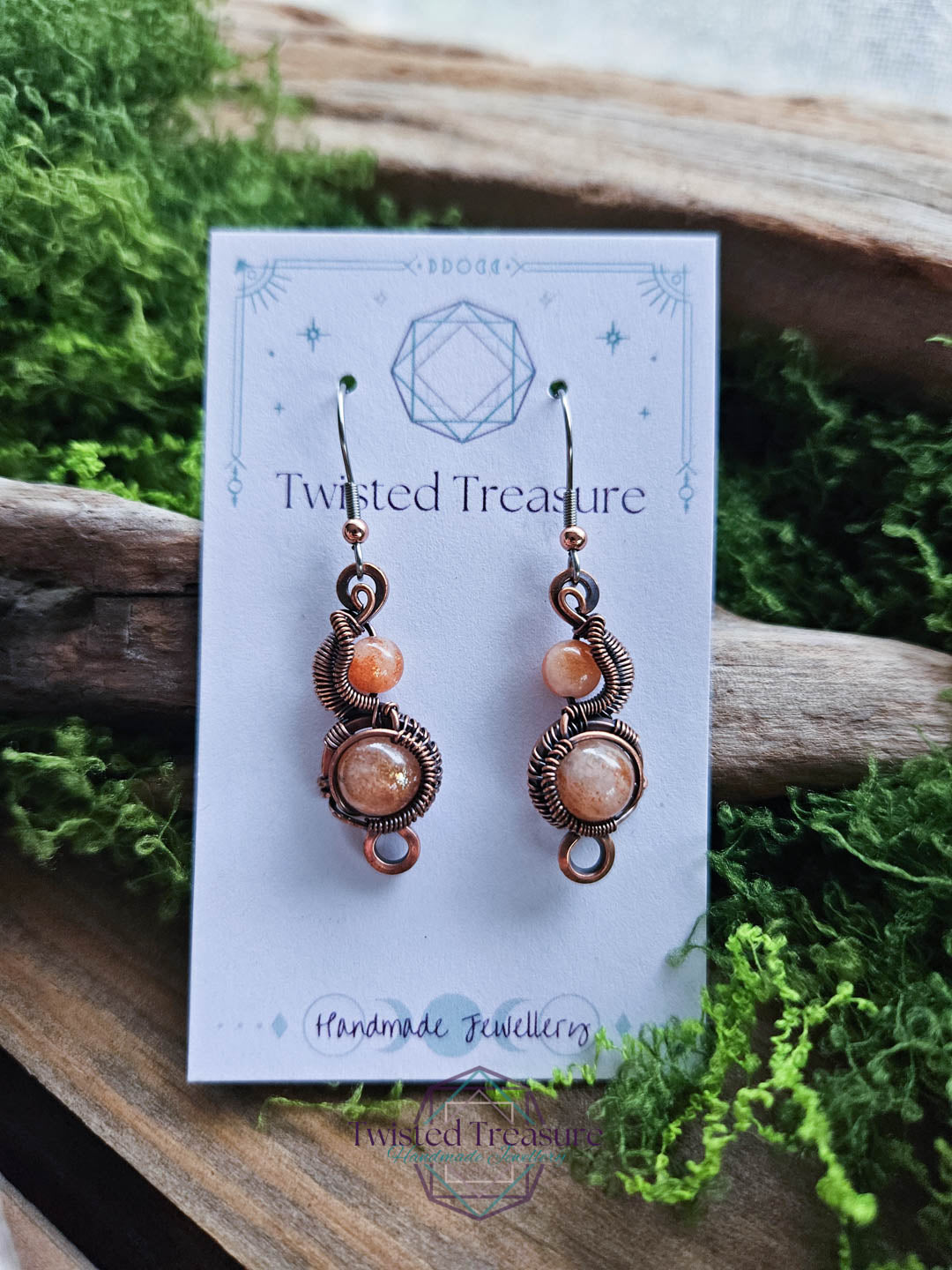 Copper Phase Earrings - Sunstone