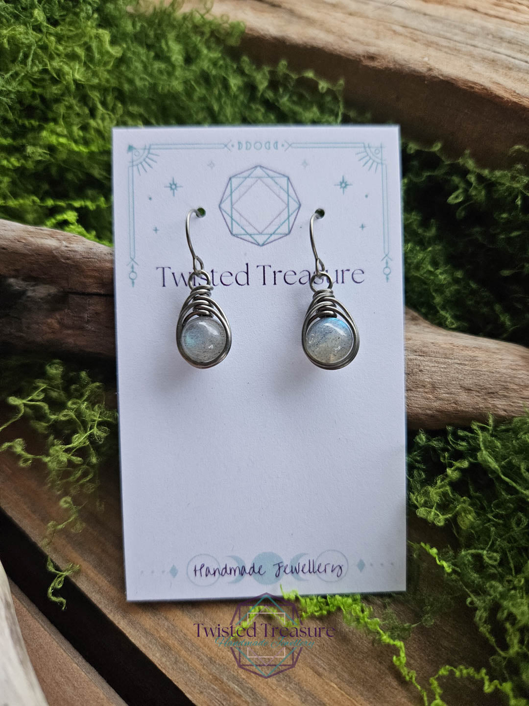 Titanium Dew Drop Earrings - Labradorite