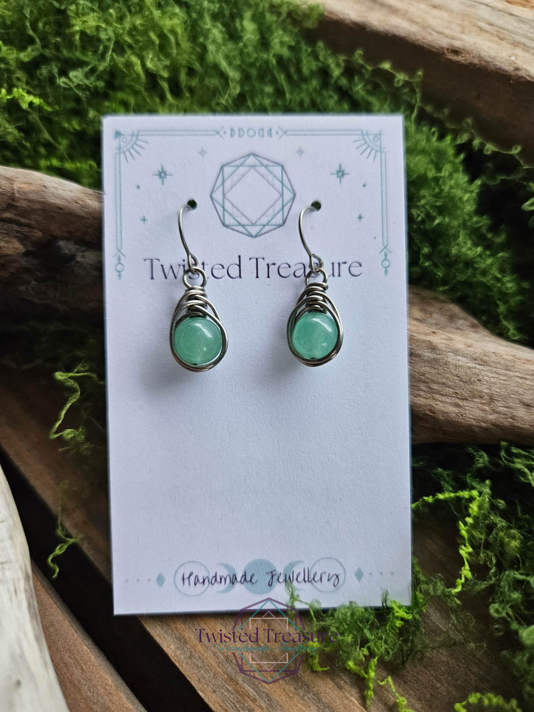 Titanium Dew Drop Earrings - Aventurine