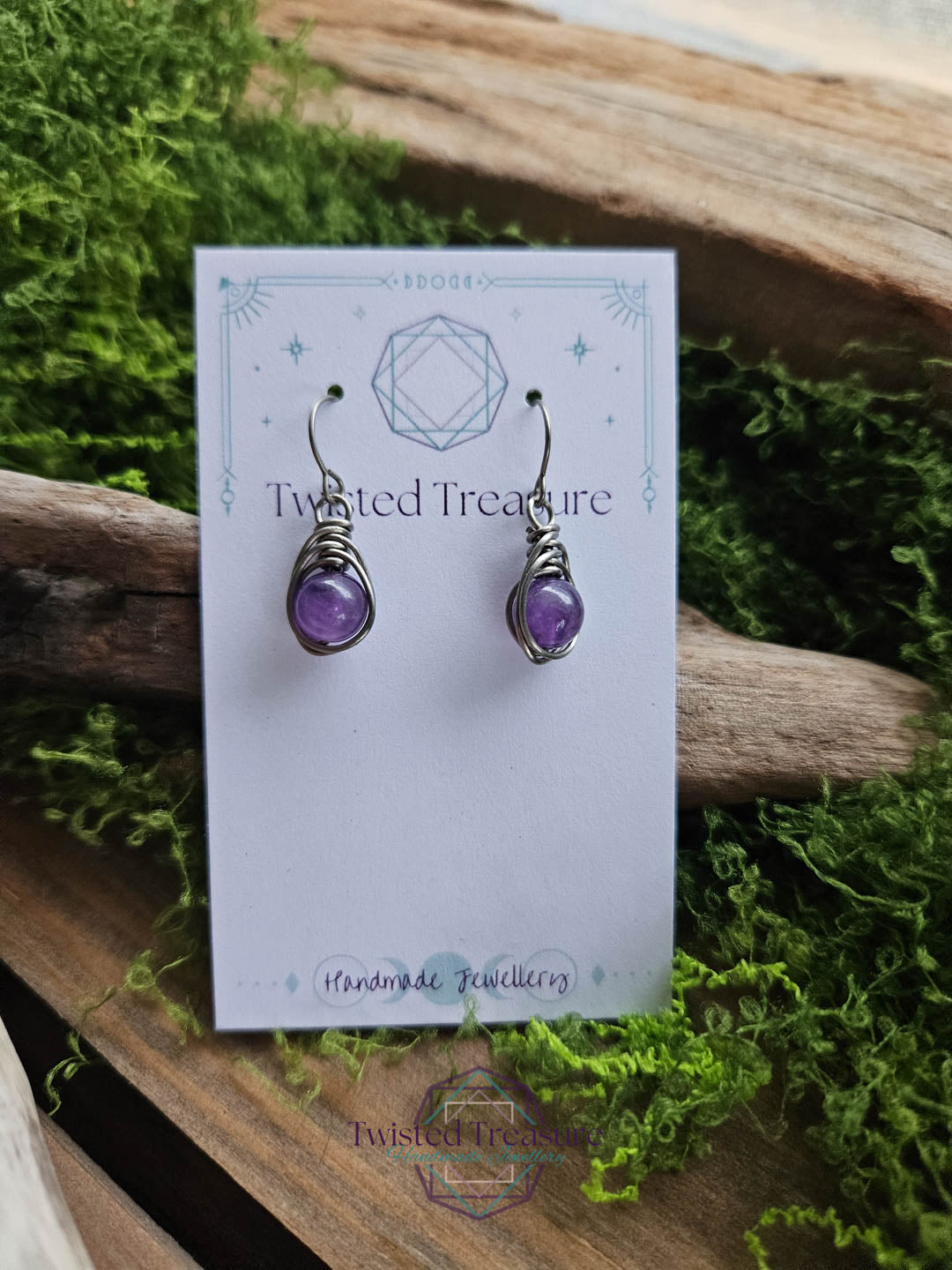 Titanium Dew Drop Earrings - Amethyst