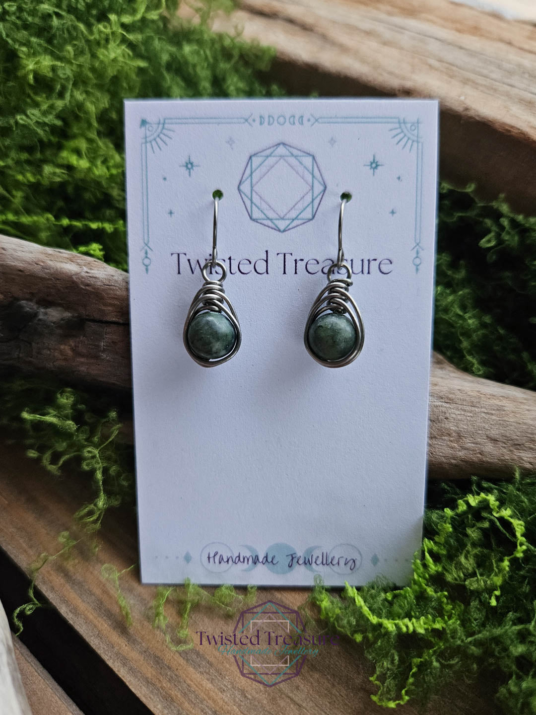 Titanium Dew Drop Earrings - Jade