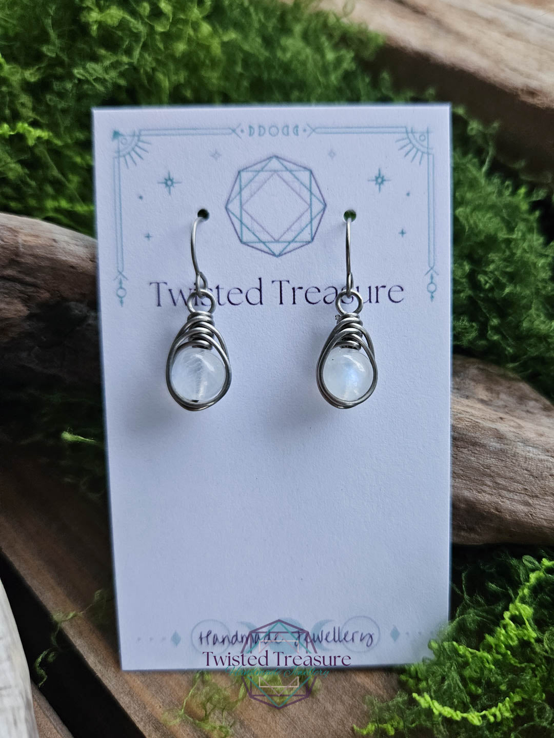 Titanium Dew Drop Earrings - Moonstone