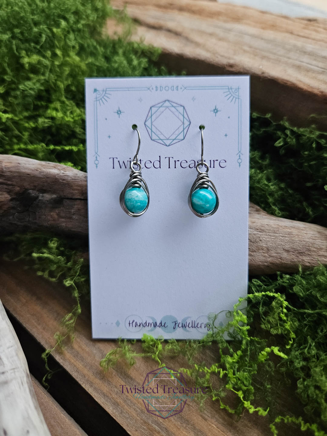 Titanium Dew Drop Earrings - Amazonite