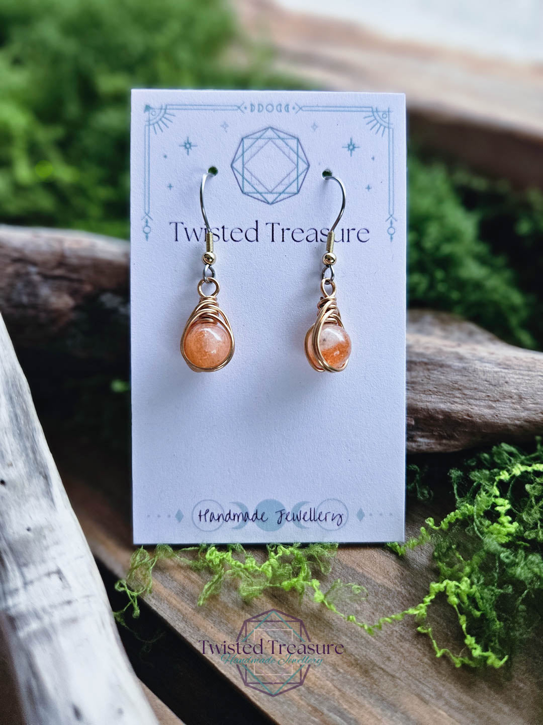 Bronze Dew Drop Earrings - Sunstone