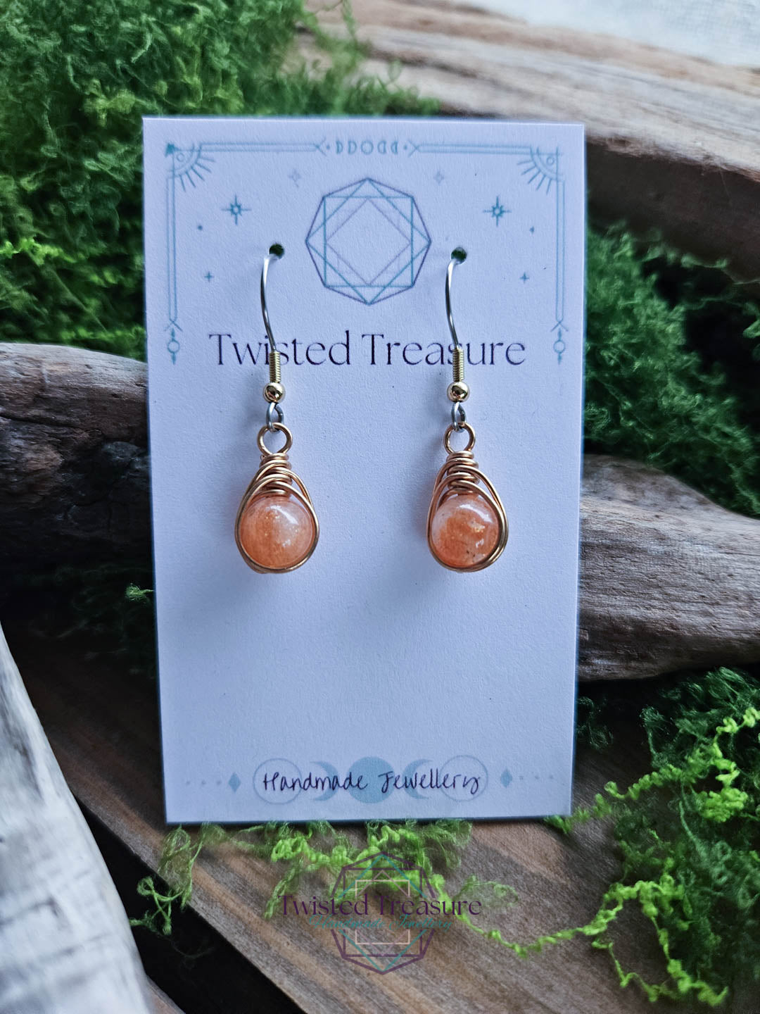 Bronze Dew Drop Earrings - Sunstone