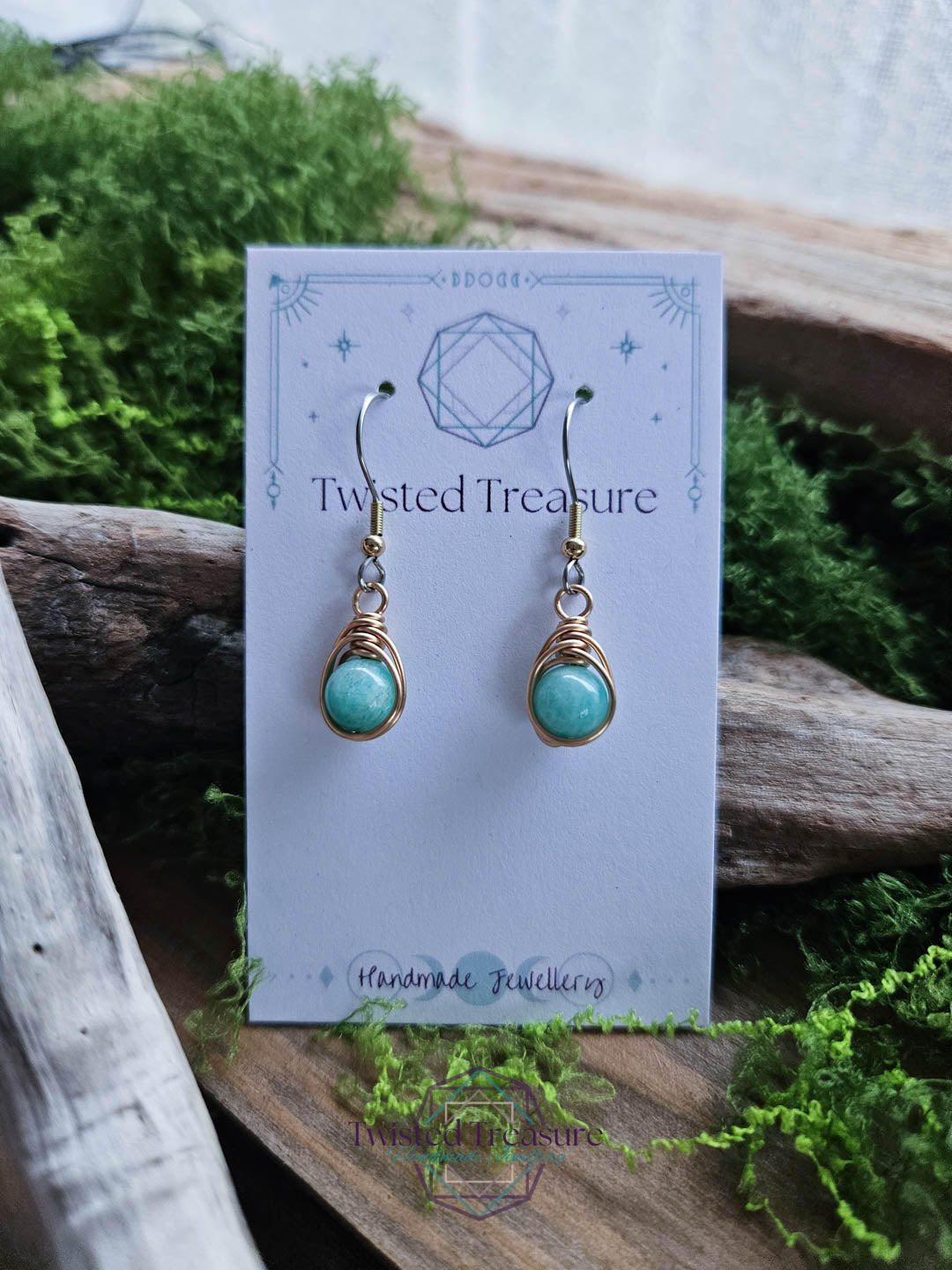 Bronze Dew Drop Earrings - Amazonite