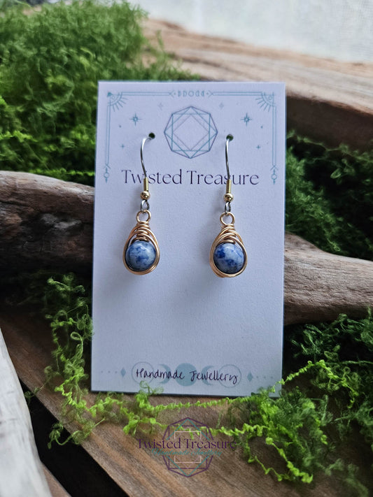 Bronze Dew Drop Earrings - Sodalite