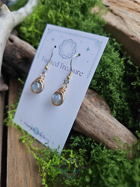 Bronze Dew Drop Earrings - Labradorite