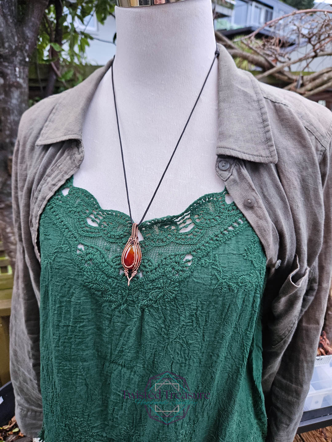 Carnelian Agate Copper Necklace