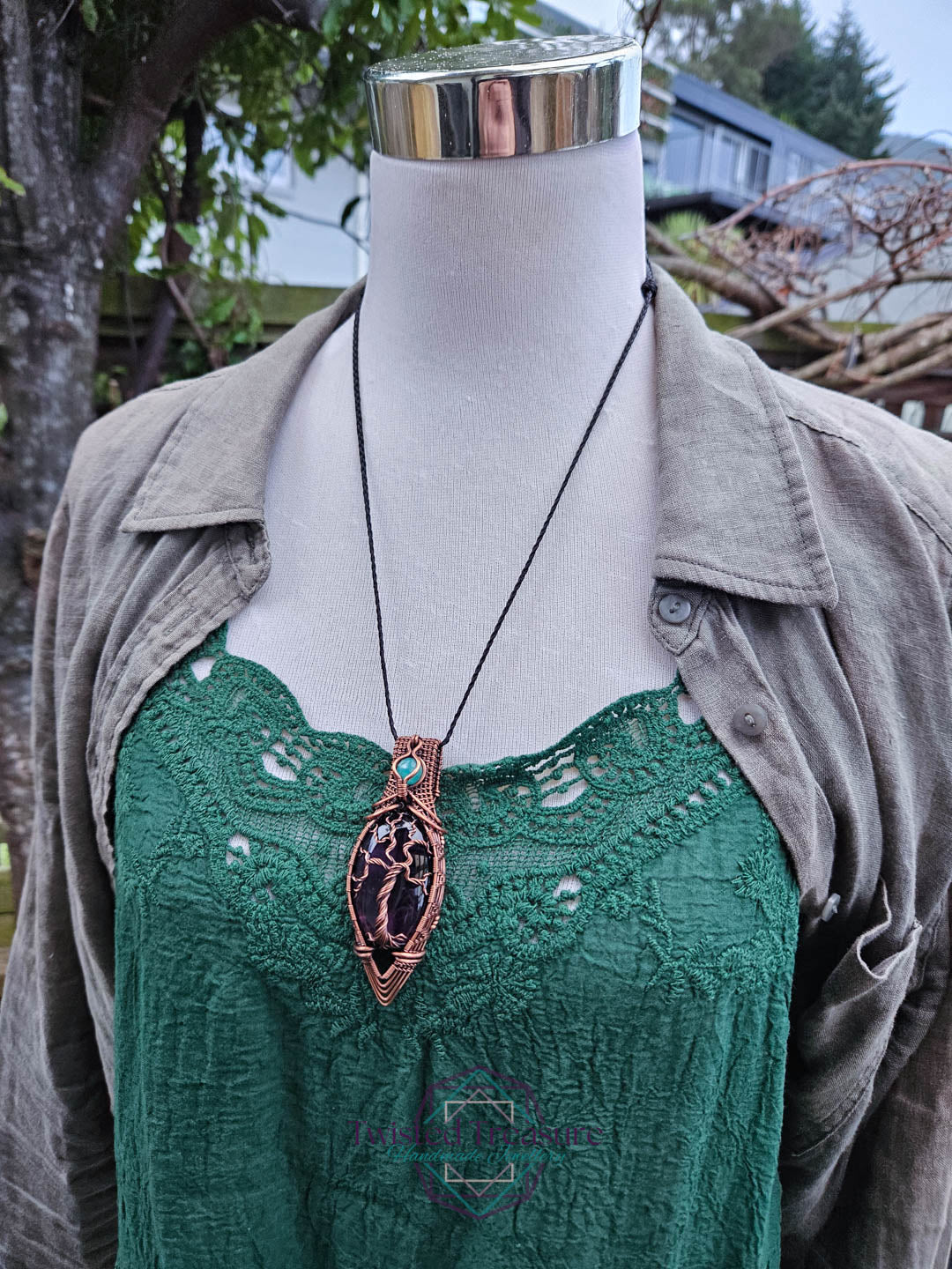 Amethyst, Amazonite and Copper Necklace