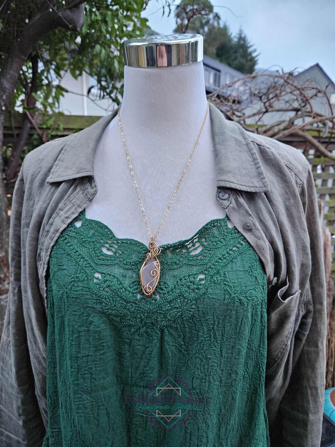 Peach Moonstone Bronze Necklace