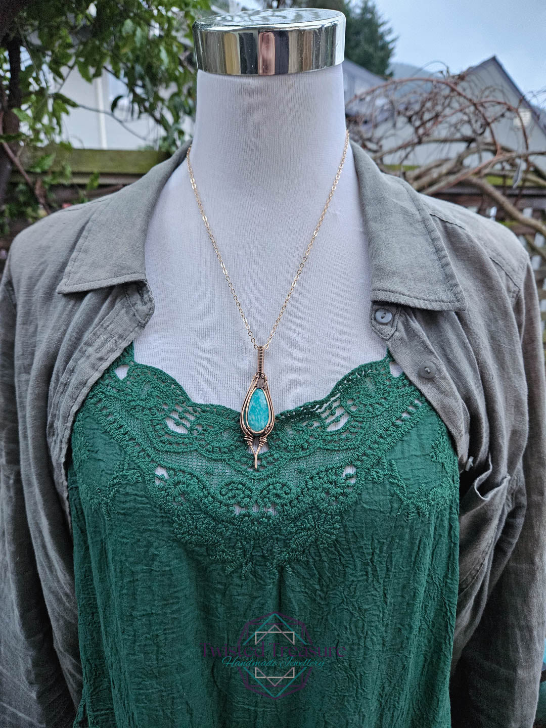 Amazonite Bronze Necklace