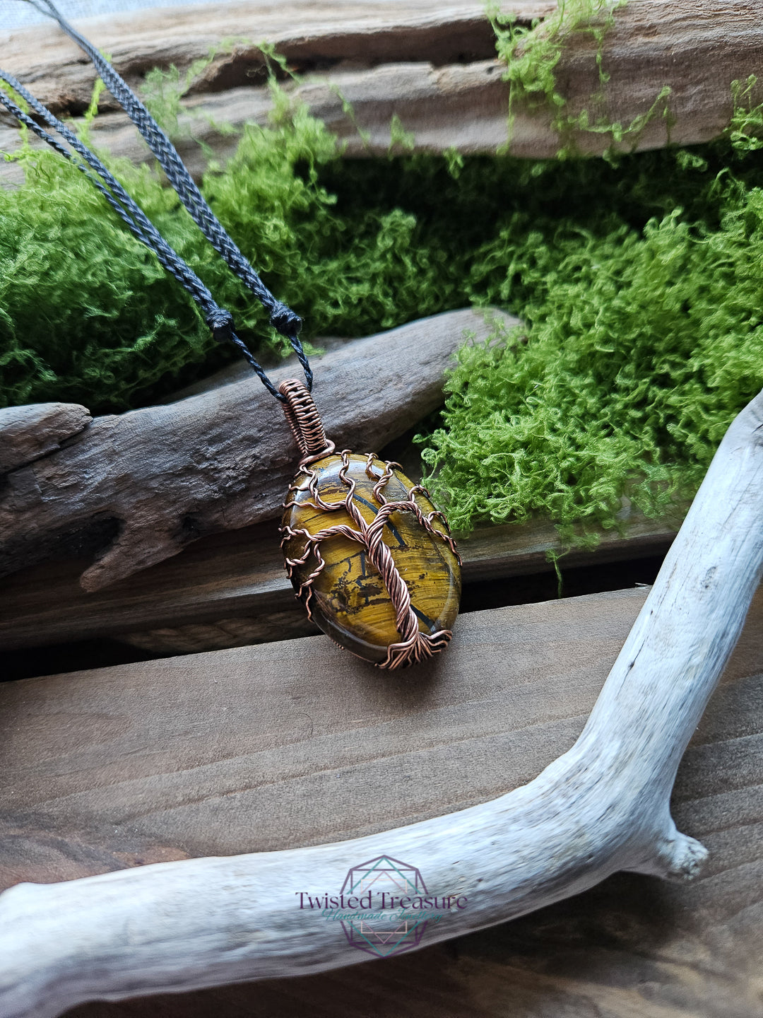 Tiger's Eye Copper Tree of Life Necklace