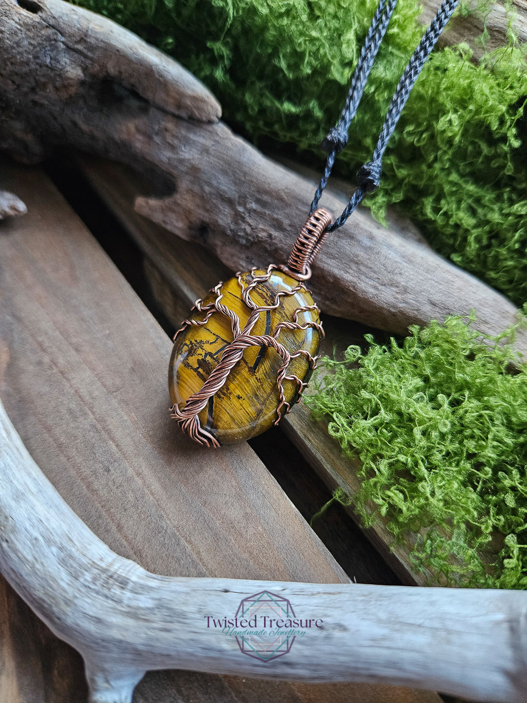 Tiger's Eye Copper Tree of Life Necklace