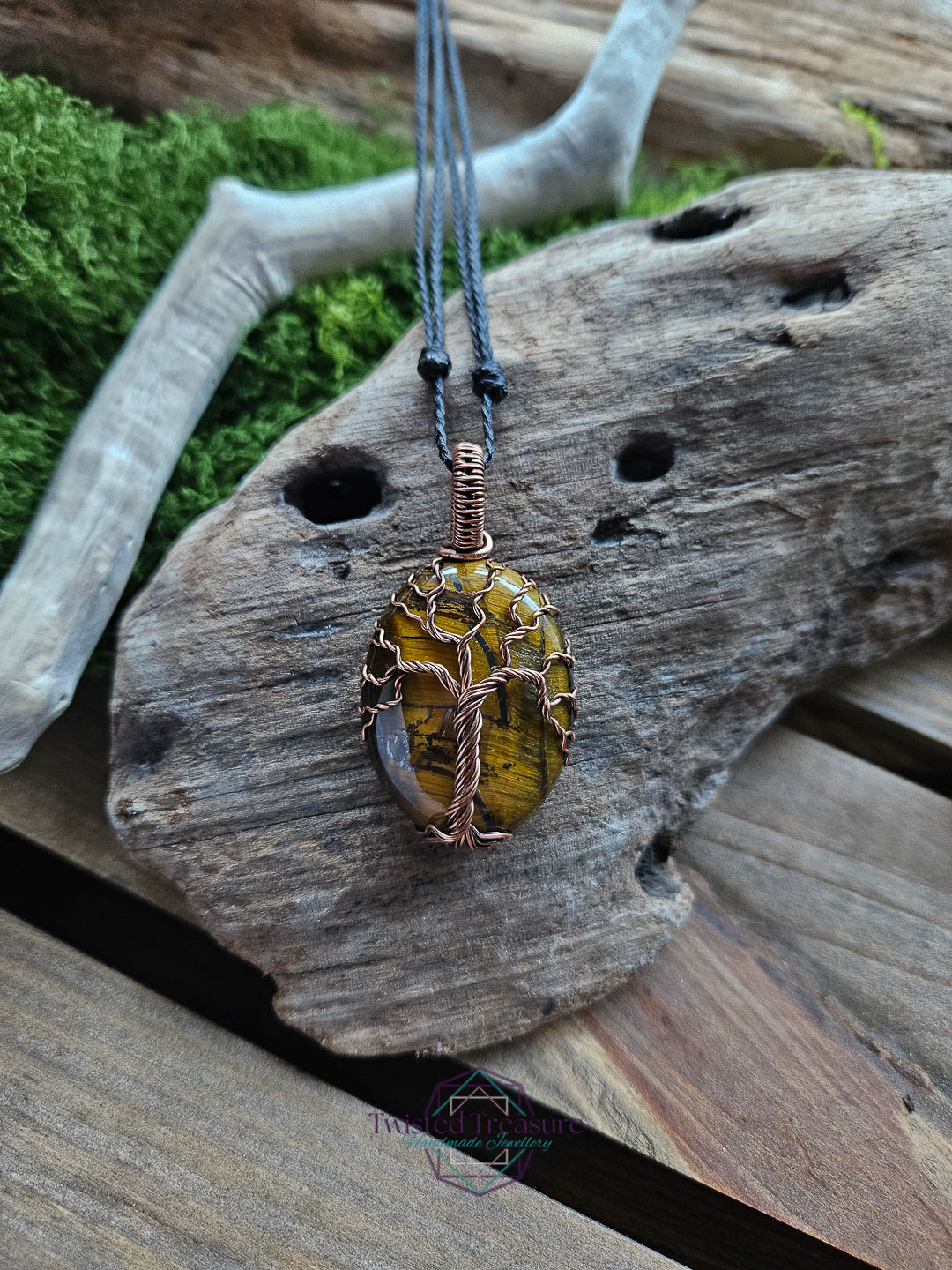 Tiger's Eye Copper Tree of Life Necklace