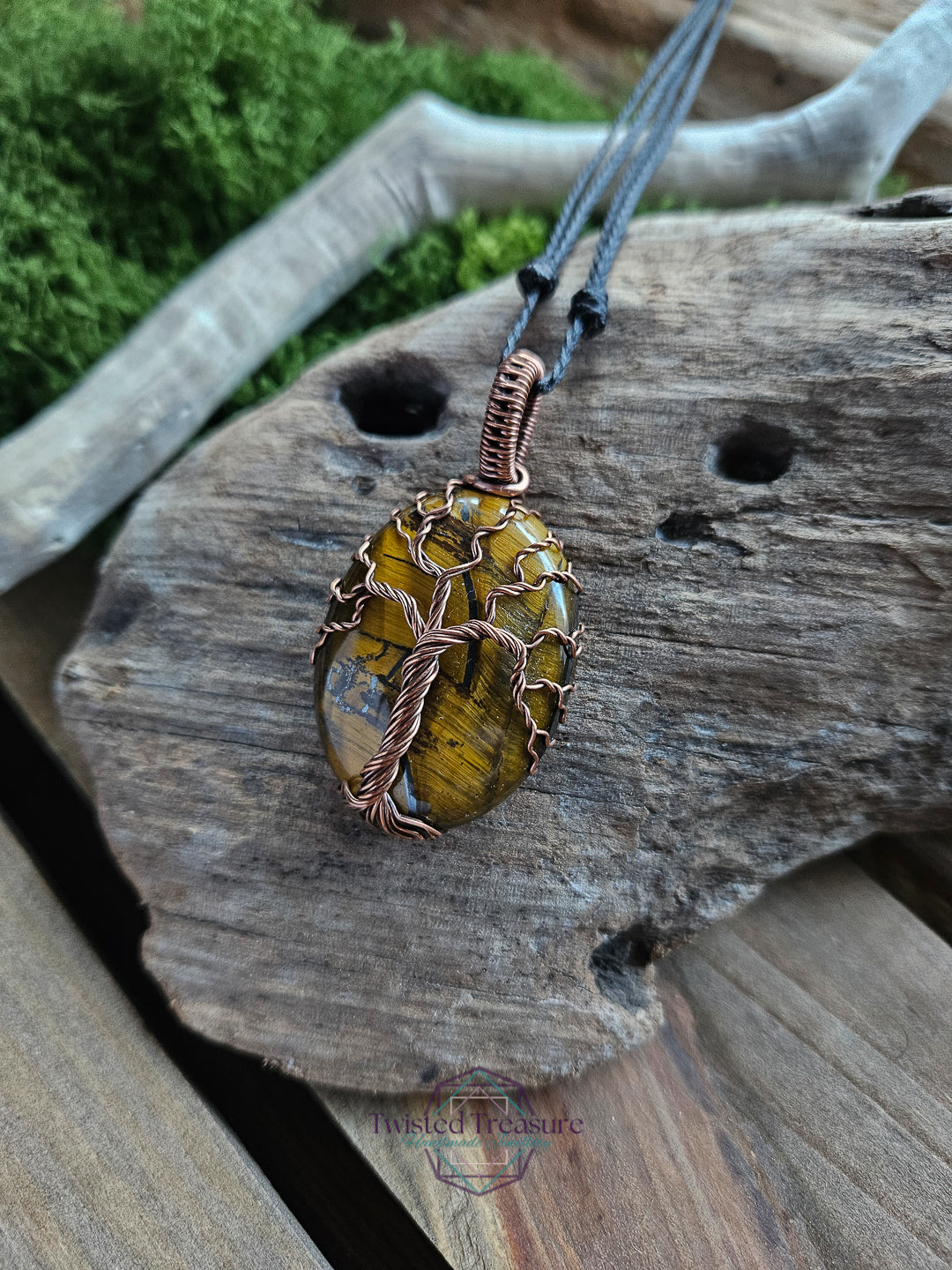 Tiger's Eye Copper Tree of Life Necklace