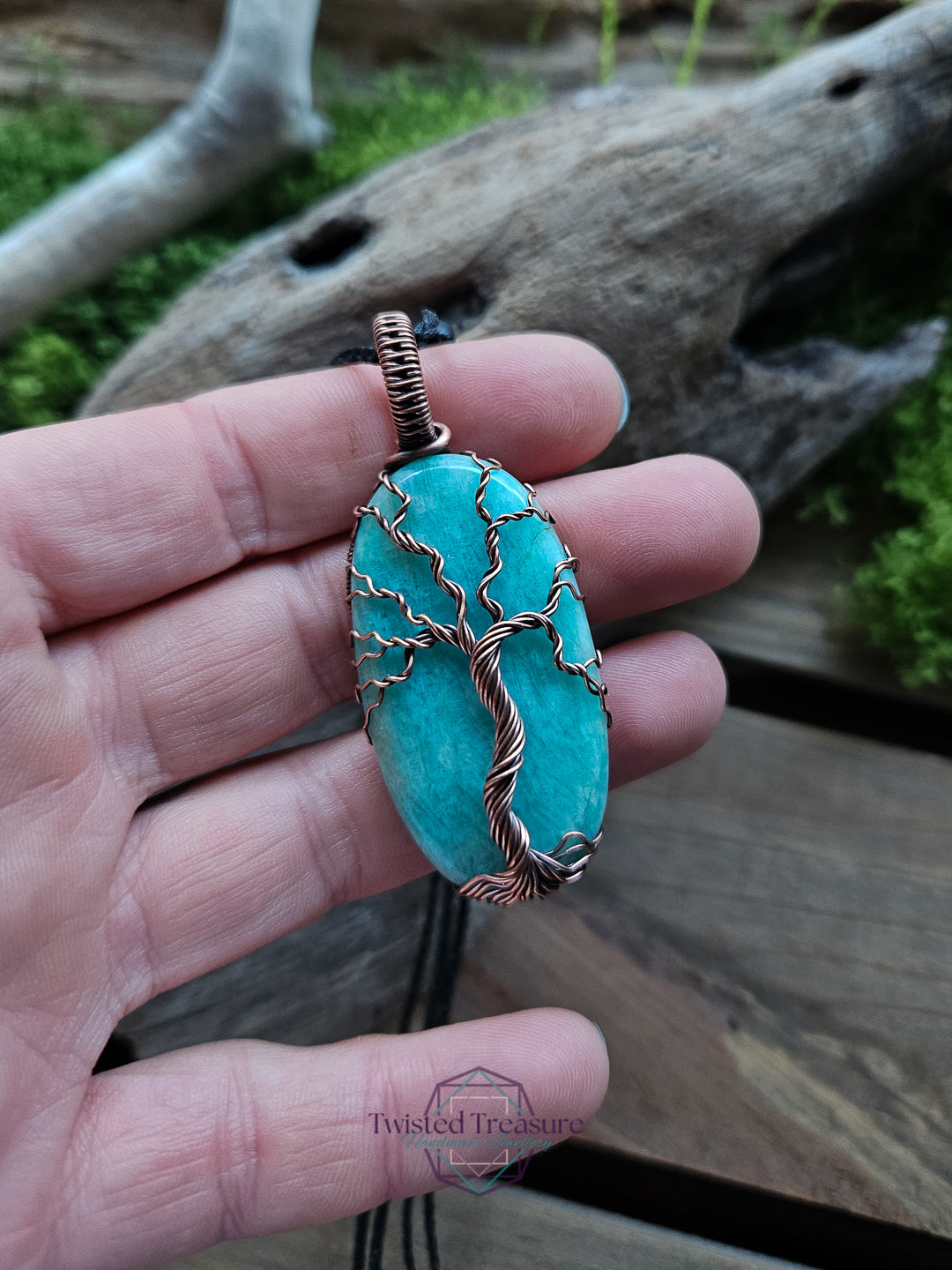 Amazonite and Copper Tree of Life Necklace