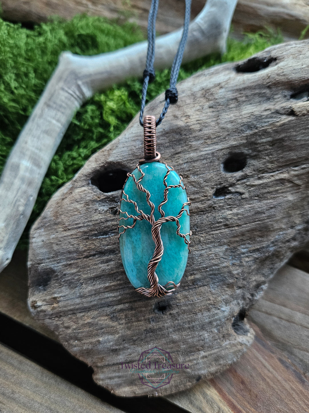 Amazonite and Copper Tree of Life Necklace
