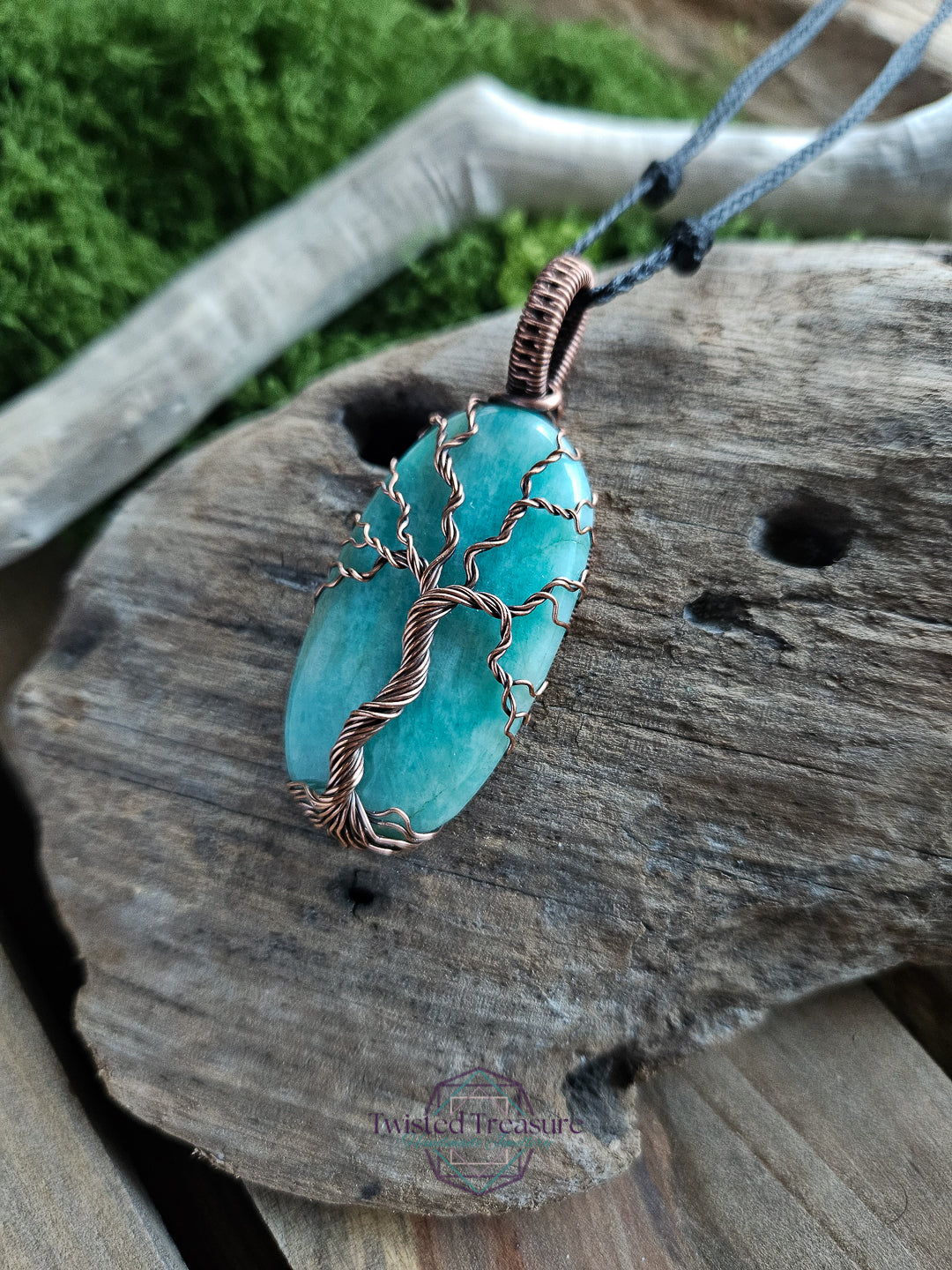 Amazonite and Copper Tree of Life Necklace