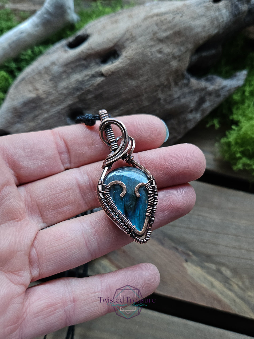 Labradorite Copper Heart Necklace