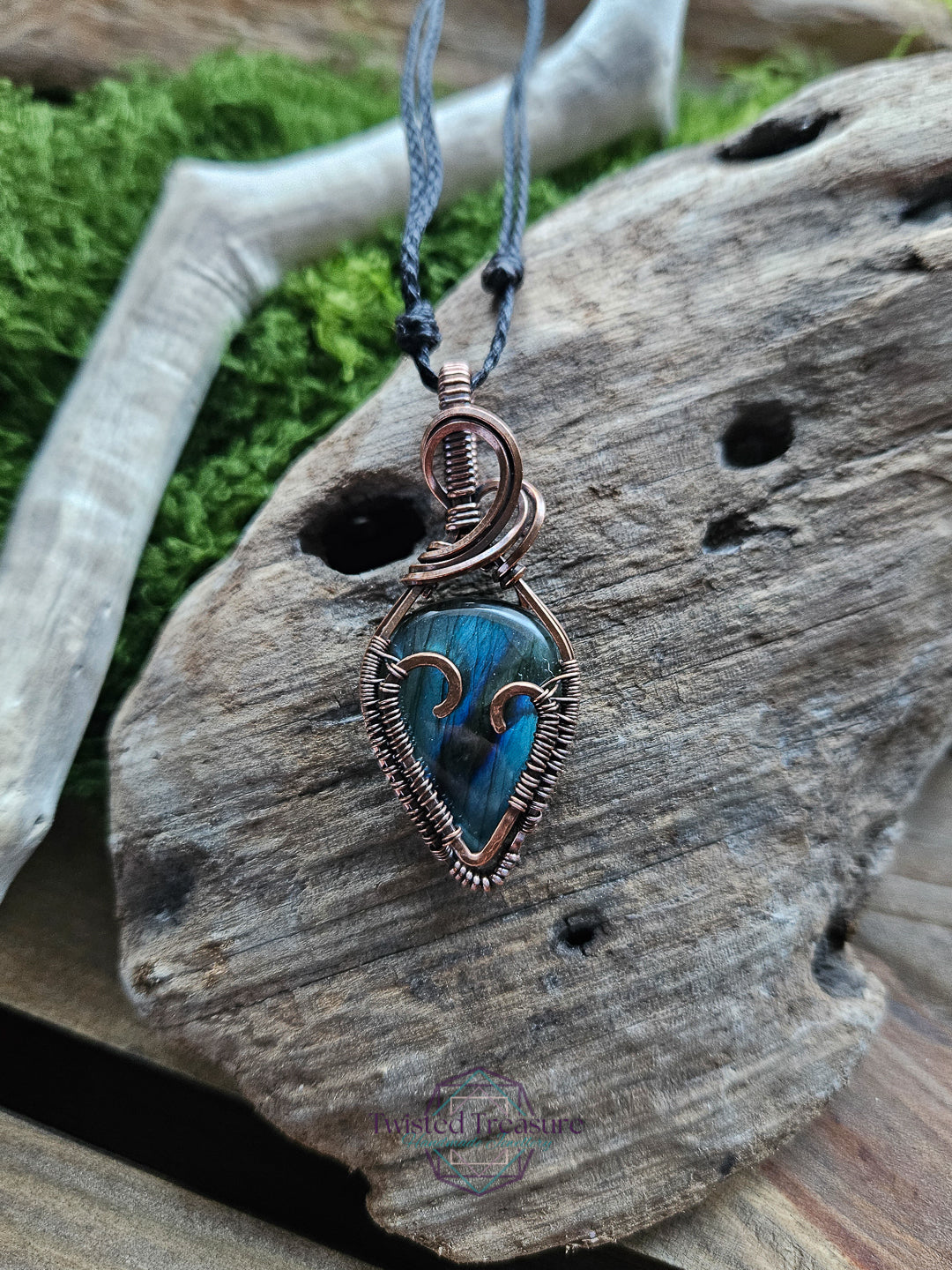 Labradorite Copper Heart Necklace