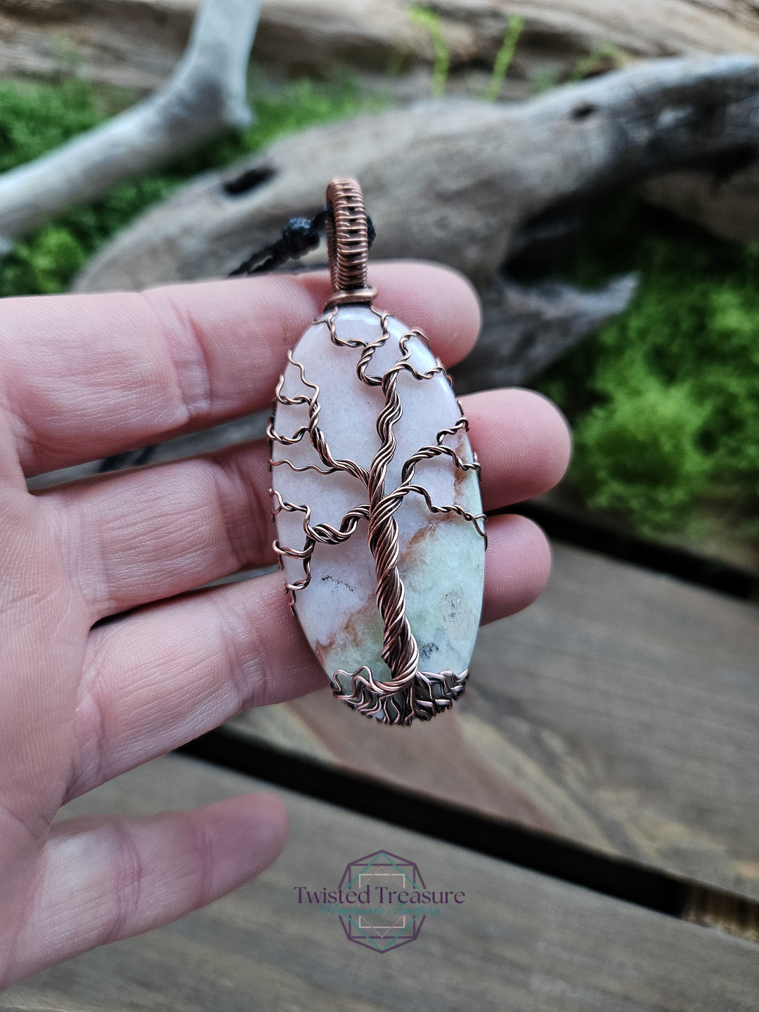 Morganite and Copper Tree of Life Necklace
