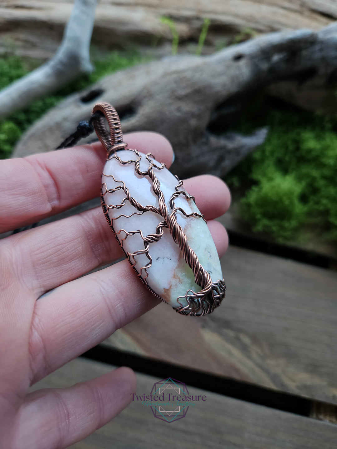 Morganite and Copper Tree of Life Necklace