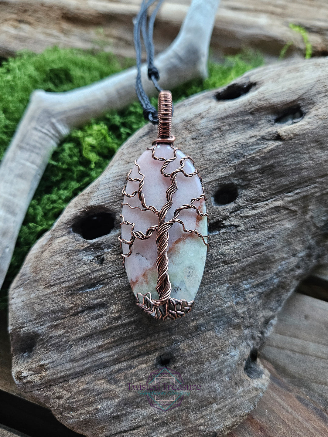 Morganite and Copper Tree of Life Necklace
