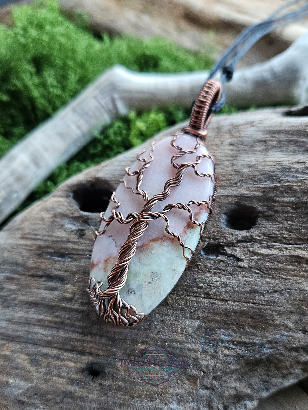 Morganite and Copper Tree of Life Necklace