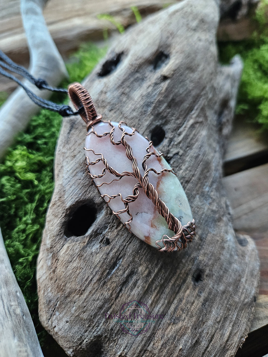 Morganite and Copper Tree of Life Necklace