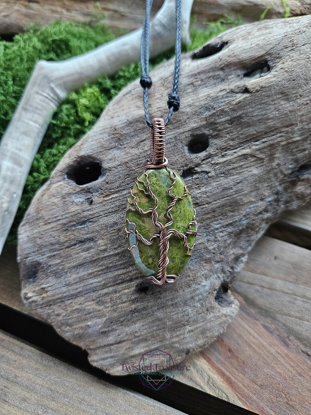 Vesuvianite Copper Tree of Life Necklace