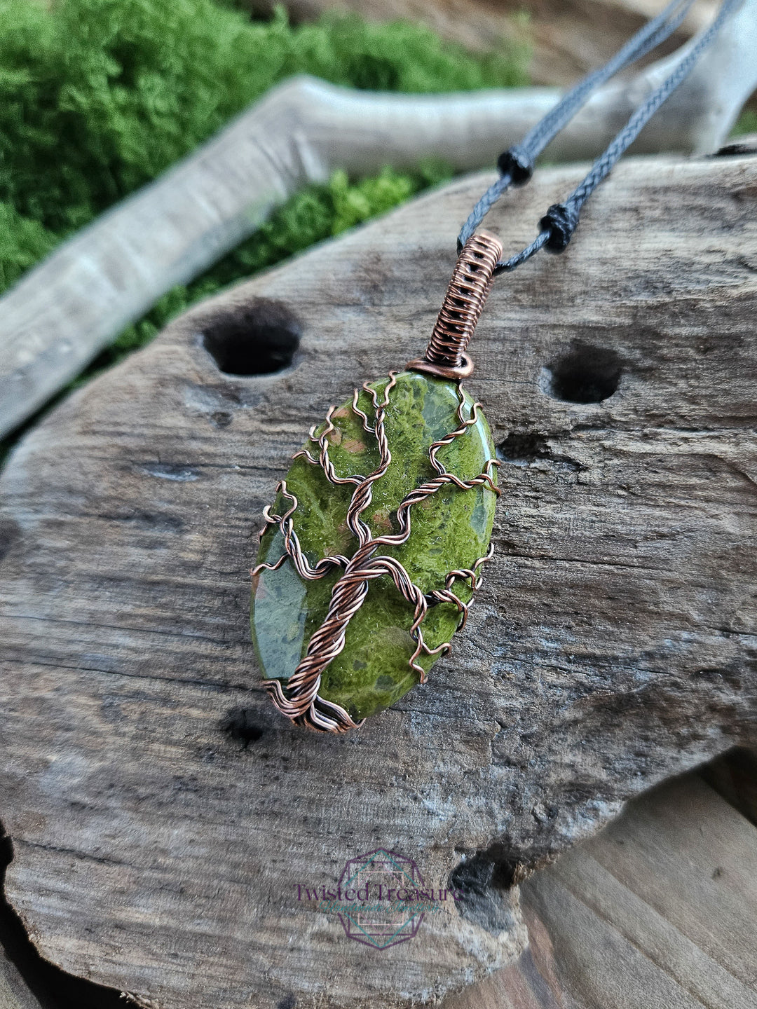 Vesuvianite Copper Tree of Life Necklace