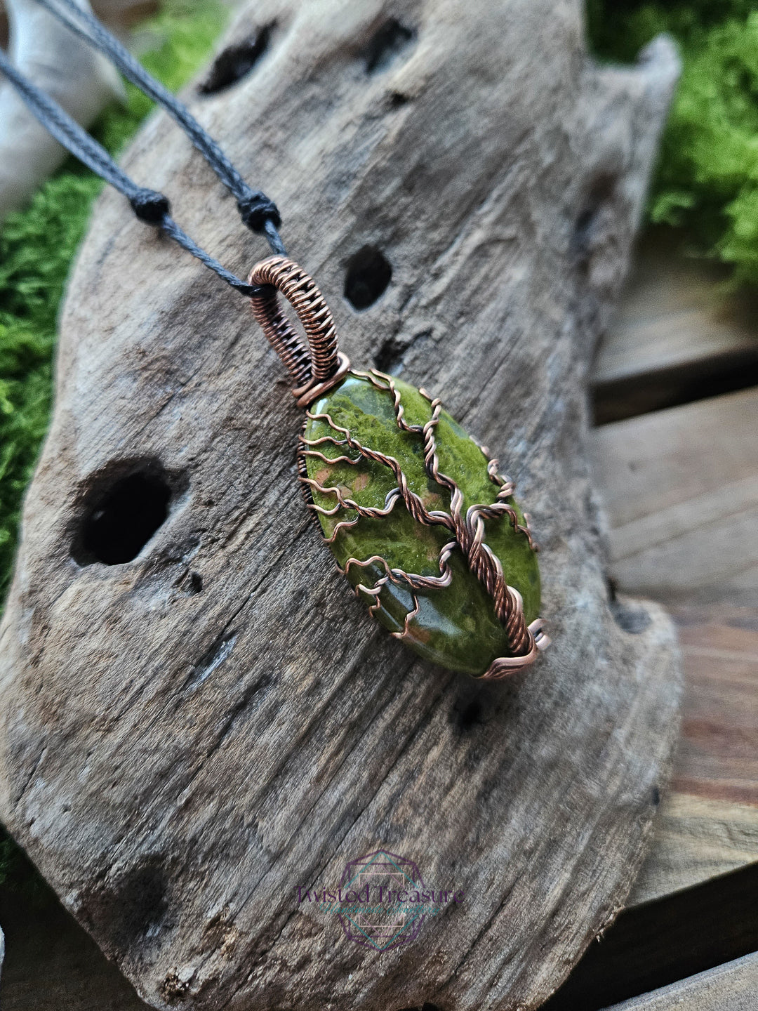 Vesuvianite Copper Tree of Life Necklace