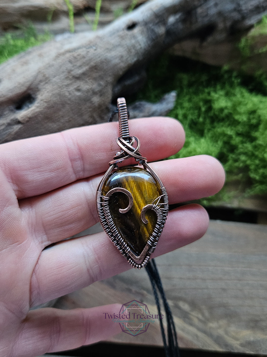 Tiger's Eye Copper Heart Necklace