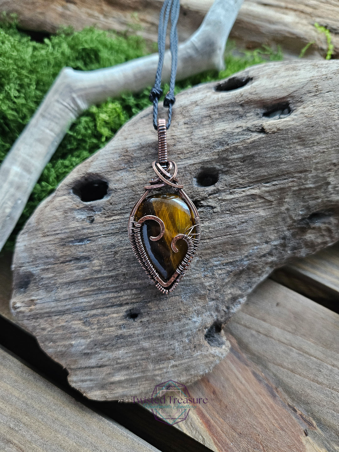 Tiger's Eye Copper Heart Necklace