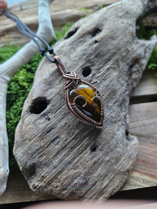 Tiger's Eye Copper Heart Necklace