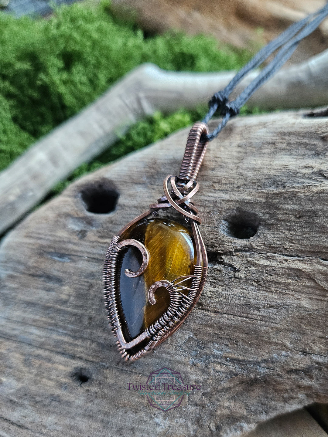 Tiger's Eye Copper Heart Necklace