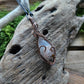 Flower Agate and Copper Heart Necklace