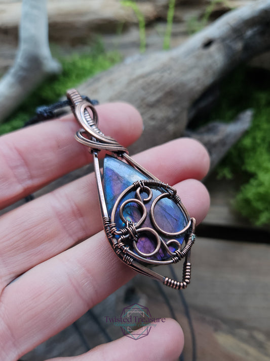 Labradorite Copper Moon Necklace