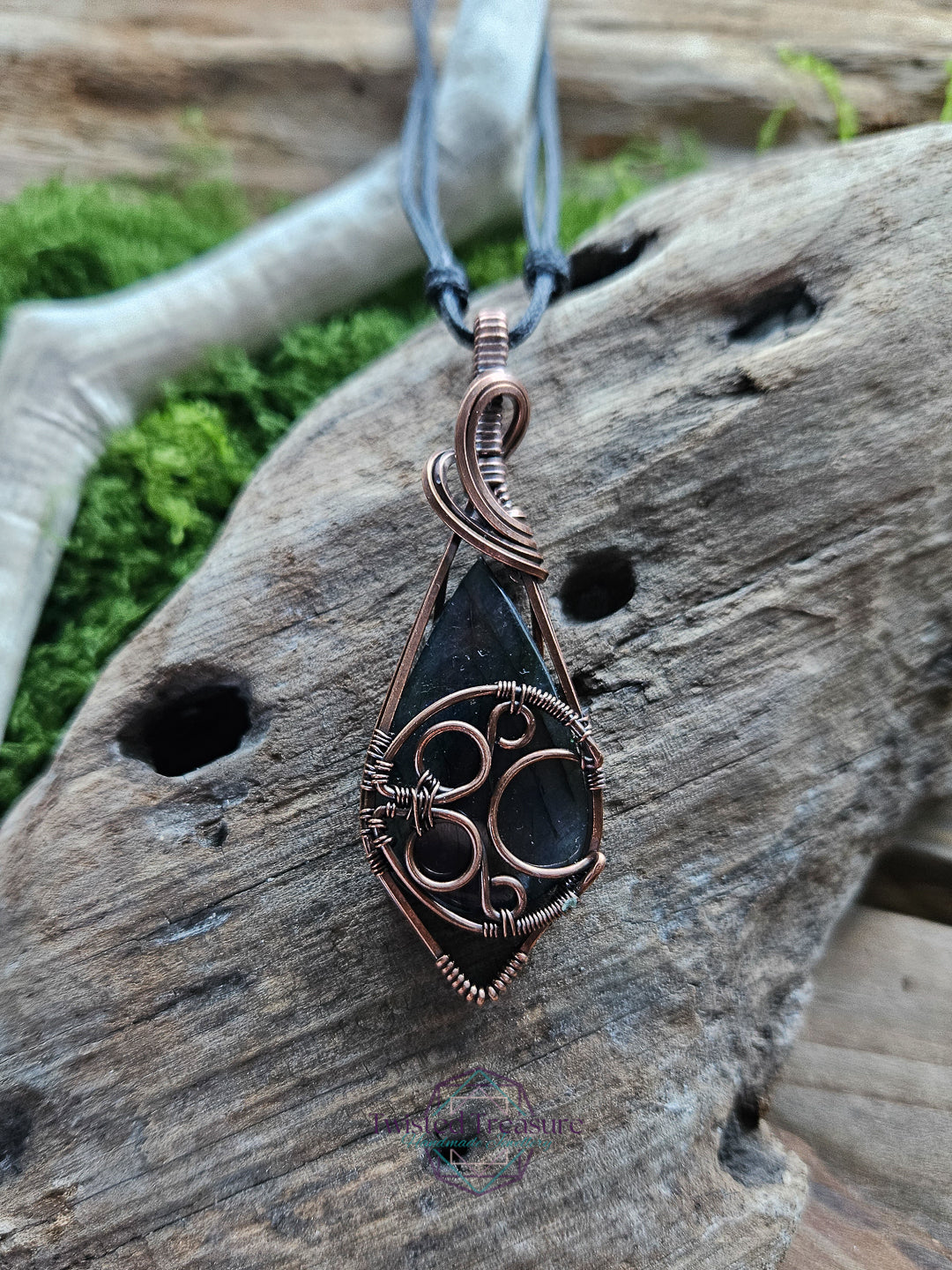 Labradorite Copper Moon Necklace