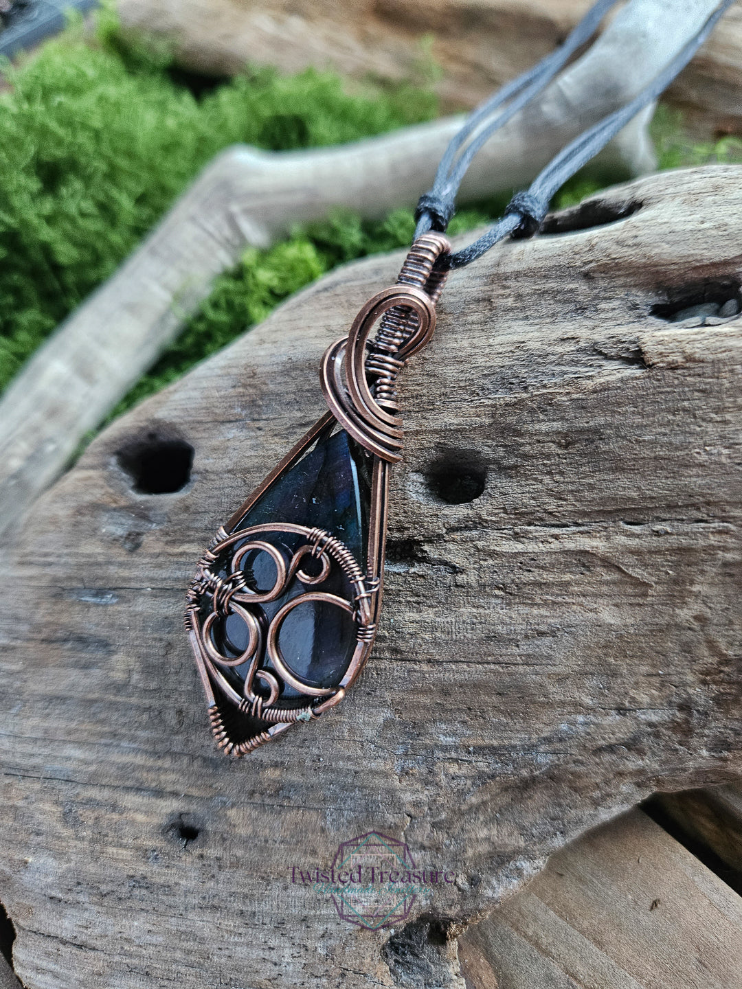 Labradorite Copper Moon Necklace