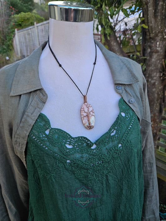 Morganite and Copper Tree of Life Necklace
