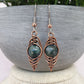 Gemstone and Copper Herringbone Earrings