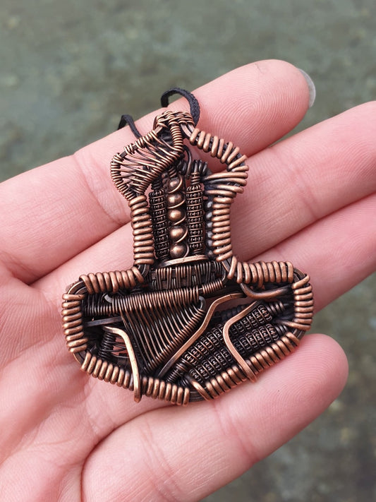 Mjölnir Copper Wire Wrapped Necklace