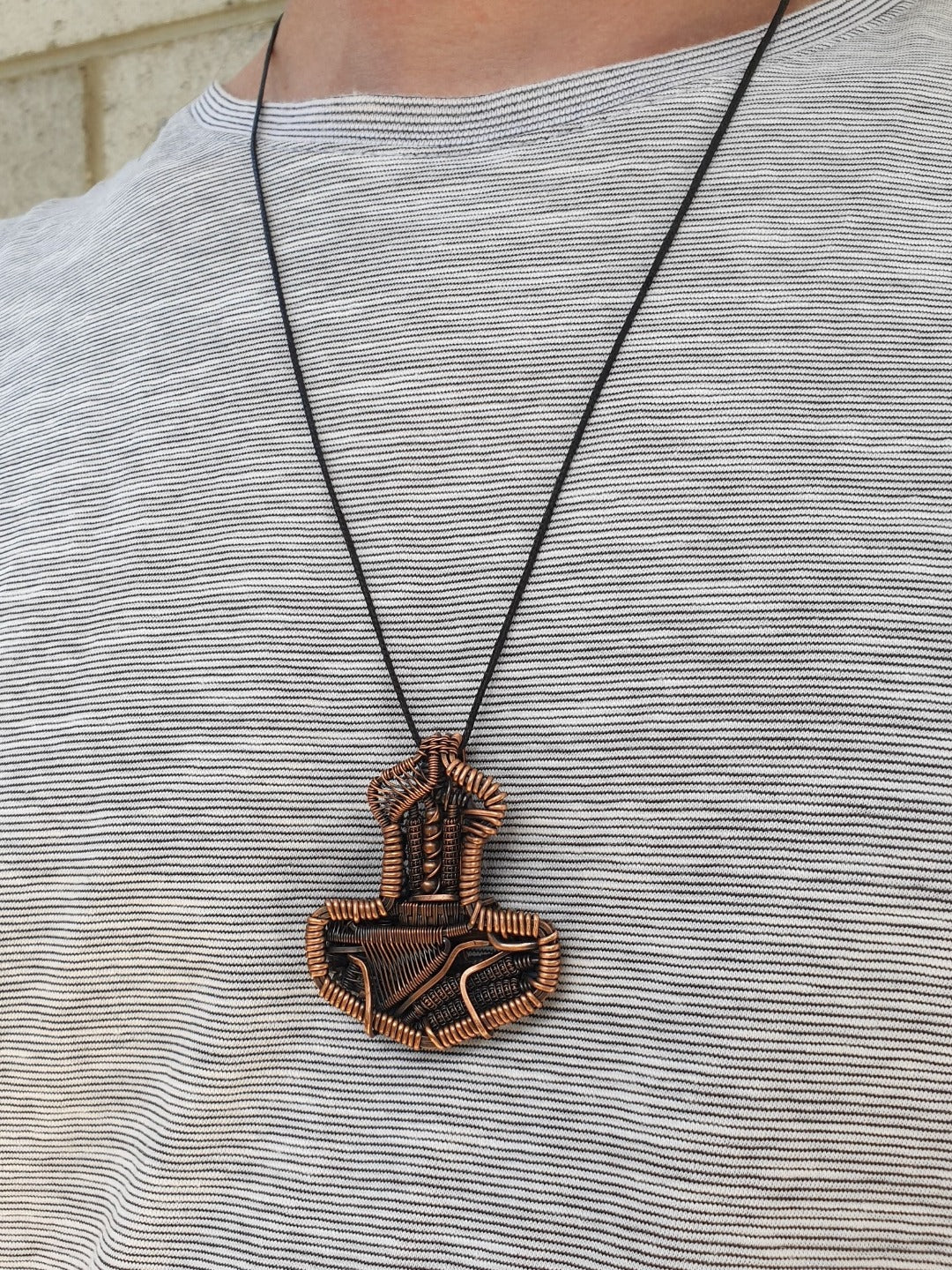 Mjölnir Copper Wire Wrapped Necklace