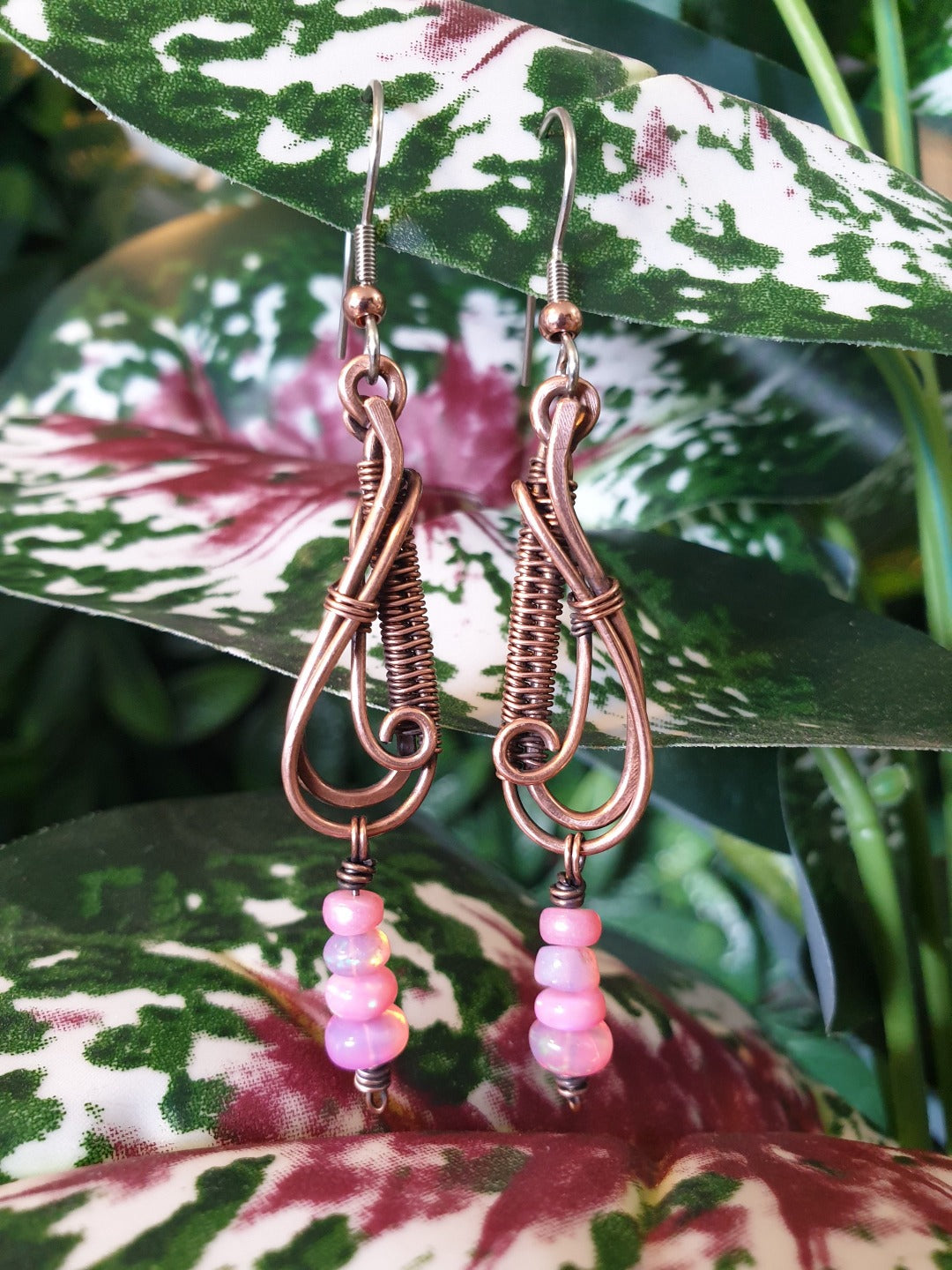Opal and Copper Dangle Earrings